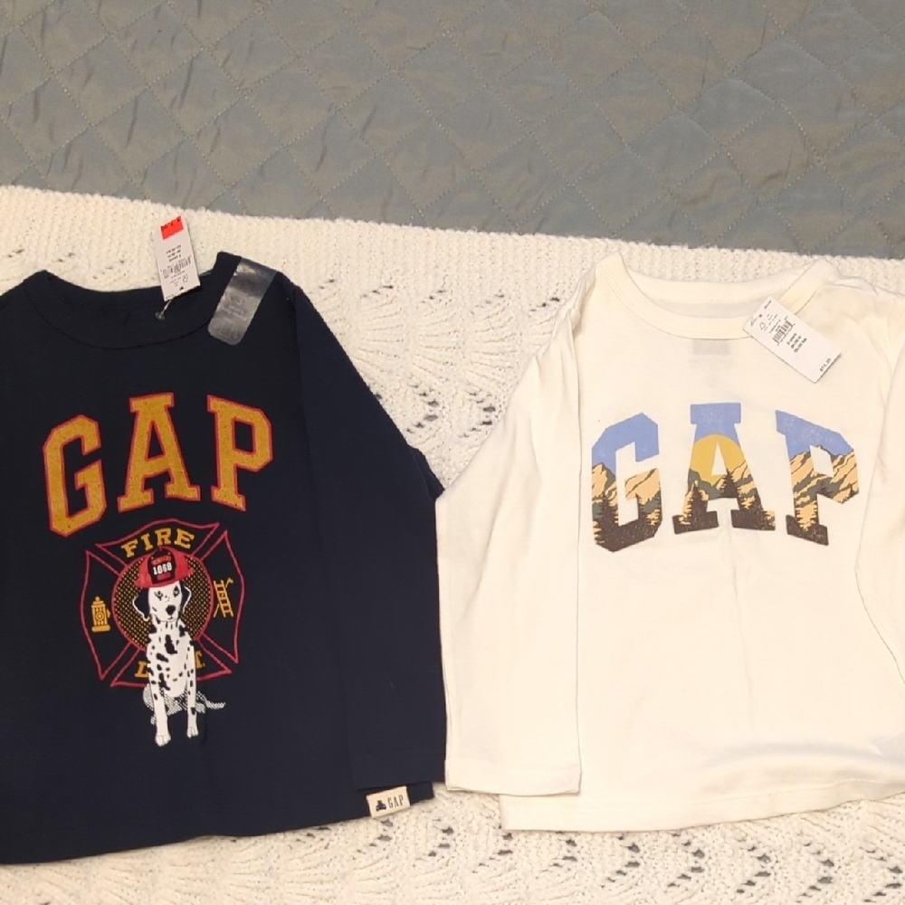 GAP Blue and White Long Sleeve Tees